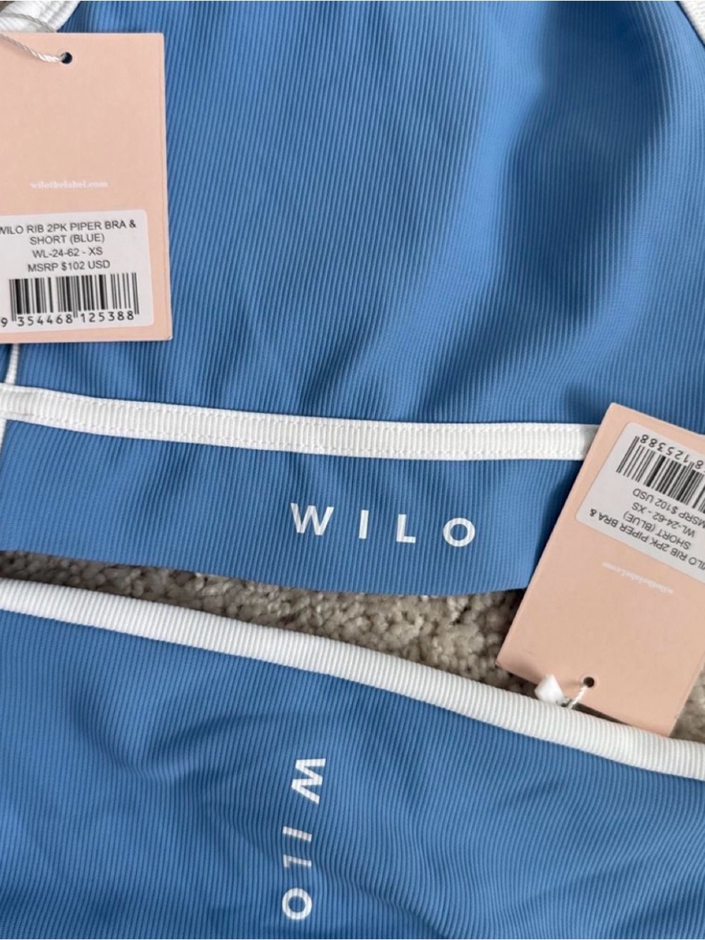 Wilo Blue Athletic Crop Top & Bike Shorts Set - Picture 3 of 5